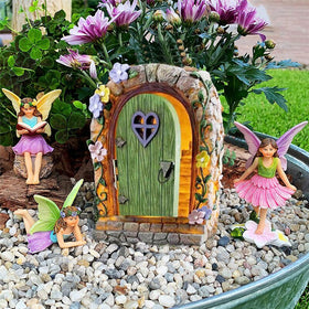 Fairy Door Solar Light LED Elf Steps Stone Door Night Light Secret