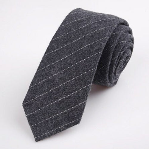 Fashion 6cm Skinny Cotton Tie Black Grey Plaid Striped Solid Slim