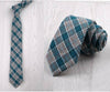 Fashion 6cm Skinny Cotton Tie Black Grey Plaid Striped Solid Slim