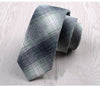 Fashion 6cm Skinny Cotton Tie Black Grey Plaid Striped Solid Slim