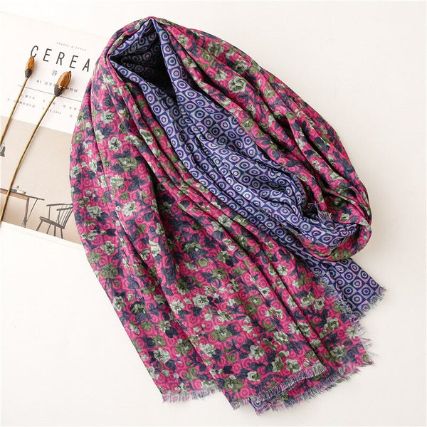 Viscose Scarf Aztec Polka Floral Fringe Double