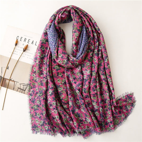 Viscose Scarf Aztec Polka Floral Fringe Double