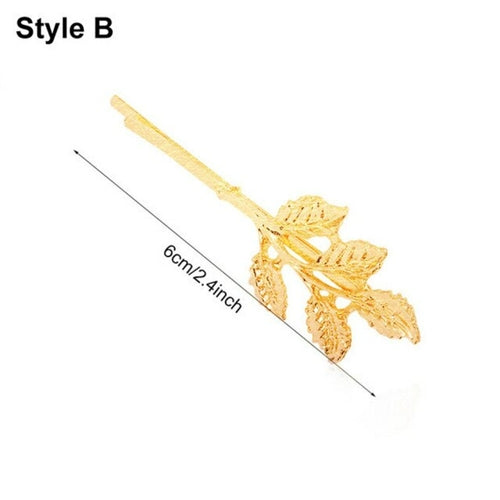 Fashion Elegant Metal Leaf Shape Hair Clip Women Bride Hairpins