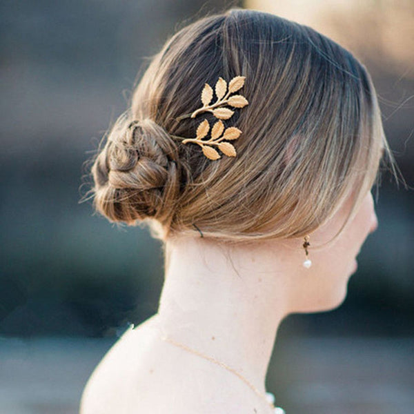 Fashion Elegant Metal Leaf Shape Hair Clip Women Bride Hairpins