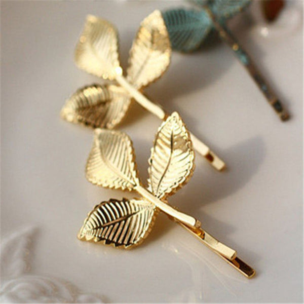 Fashion Elegant Metal Leaf Shape Hair Clip Women Bride Hairpins