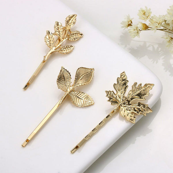 Fashion Elegant Metal Leaf Shape Hair Clip Women Bride Hairpins