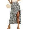 Fashion Floral Skirt Women Summer High Waist Split Beach Casual Midi