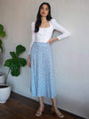 Fashion Floral Skirt Women Summer High Waist Split Beach Casual Midi