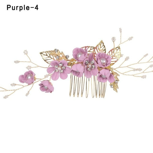 Fashion Luxury  Blue Flower Hair Combs Headdress Prom Bridal Wedding