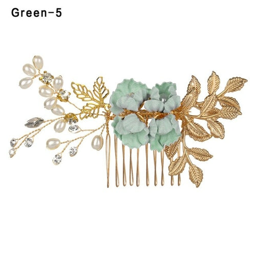 Fashion Luxury  Blue Flower Hair Combs Headdress Prom Bridal Wedding