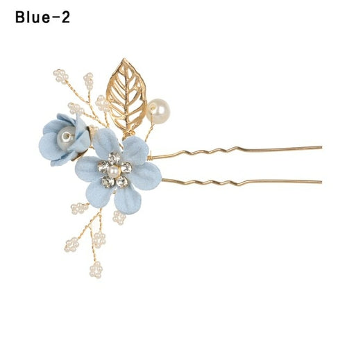 Fashion Luxury  Blue Flower Hair Combs Headdress Prom Bridal Wedding