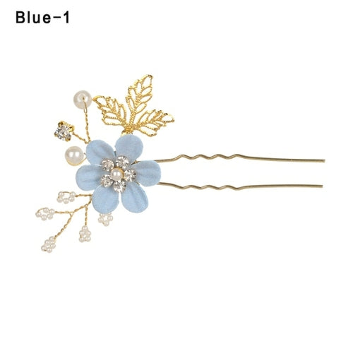 Fashion Luxury  Blue Flower Hair Combs Headdress Prom Bridal Wedding