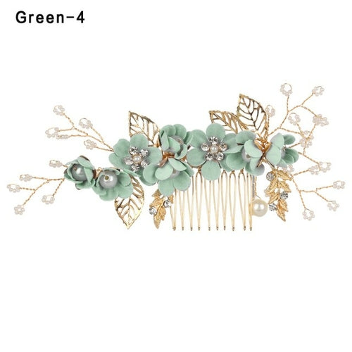 Fashion Luxury  Blue Flower Hair Combs Headdress Prom Bridal Wedding