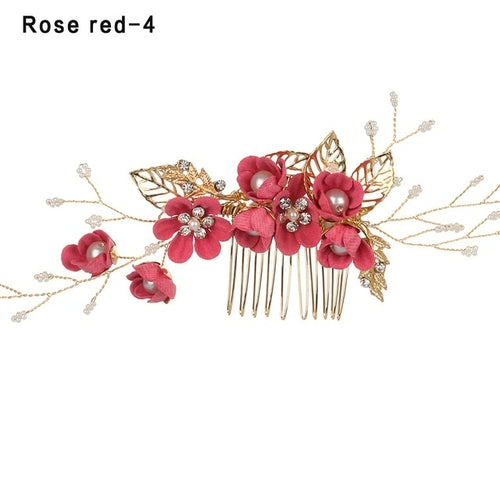 Fashion Luxury  Blue Flower Hair Combs Headdress Prom Bridal Wedding