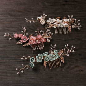 Fashion Luxury  Blue Flower Hair Combs Headdress Prom Bridal Wedding