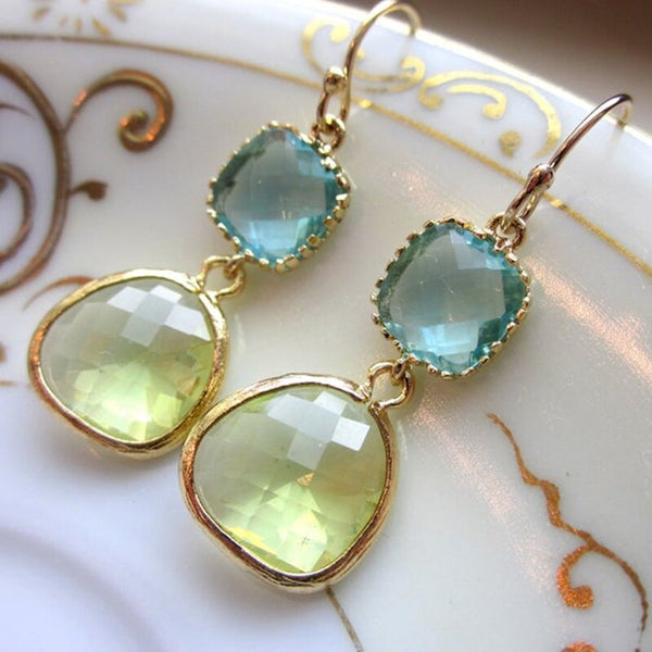 Gold Peridot Drop Earrings for Women