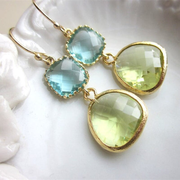 Gold Peridot Drop Earrings for Women