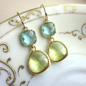 Gold Peridot Drop Earrings for Women