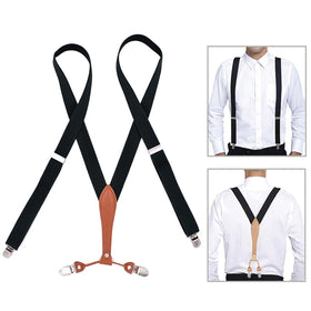 Suspenders Braces for Adult Men with 4 Clips X Back