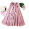 Fashion Tutu Tulle Skirt Women Long Maxi Skirt Korean Cute Bow High