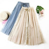 Fashion Tutu Tulle Skirt Women Long Maxi Skirt Korean Cute Bow High