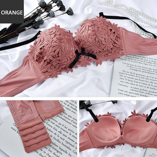 Flowers Embroidery Lace Bra Women Comfort Wireless Underwear