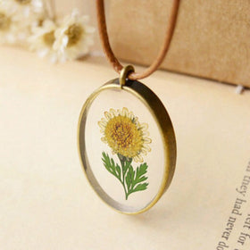 Flyleaf Original Handmade Natural Sunflower Flowers Long Necklaces &