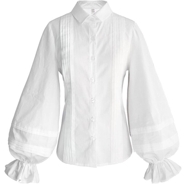 White Cotton Shirts For Women Turn Down