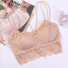 French Style Lace Bra Strappy Plunge V Neck Full Lace Cups Cross