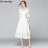 French Summer Princess White Lace Dress Vestidos Casual Mujer 2021