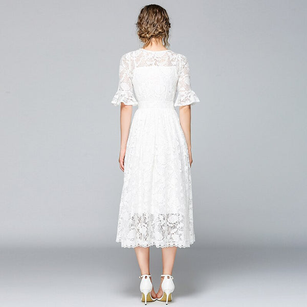 French Summer Princess White Lace Dress Vestidos Casual Mujer 2021