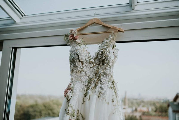 Flower Leaf Lace Wedding Gown