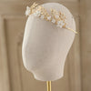 Gold Leaf Bridal Crown Hairband Porcelain Flower Wedding Tiara