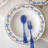 Golden Edge Blue Lace Small Fresh Garden Flower Dessert Plate /8 Inch