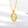 Gothic Oval Shape Roseflower Necklaces For Women Stainless Steel Gold