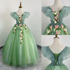 Green Quinceanera Dress Elegant V neck Party Prom Ball Gown Sleeveless