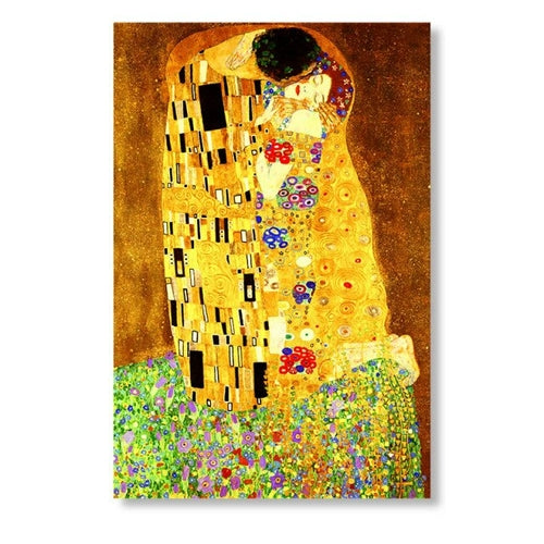 Gustav Klimt Kiss Famous Figure Wall Canvas Painting Print on Canvas