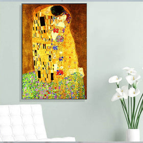 Gustav Klimt Kiss Famous Figure Wall Canvas Painting Print on Canvas