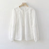 GypsyLady 100% Cotton White Blouse Shirt Eyelet Lace Spring Long