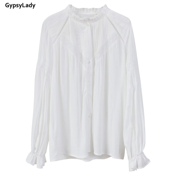 GypsyLady White Causal Chic Blouse Shirt Elegant Summer Women Blouse