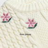 GypsyLady White Floral Embroidery Sweater Autumn Cable Knitted Women