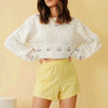 GypsyLady White Floral Embroidery Sweater Autumn Cable Knitted Women