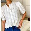 GypsyLady White Lace Blouse Shirt 100% Cotton Eyelet Lace Summer Puff