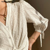 GypsyLady White summer Chic Shirt Blouses 100% Cotton Eyelet French