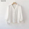 GypsyLady White summer Chic Shirt Blouses 100% Cotton Eyelet French