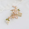 Hand Painted Flower Bridal Hair Comb Pins Rhinestone Wedding Headpiece