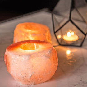 Handcrafted Salt Rock Tea Light Holder, Himalayan Natural Crystal
