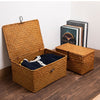 Handmade Storage Basket Woven Seaweed Storage Box With Button Lid