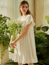 Cottagecore white cotton nightgow sleepwear Vintage