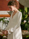 Cottagecore Vintage White Cotton Long Nightgown Sleepwear Outfit